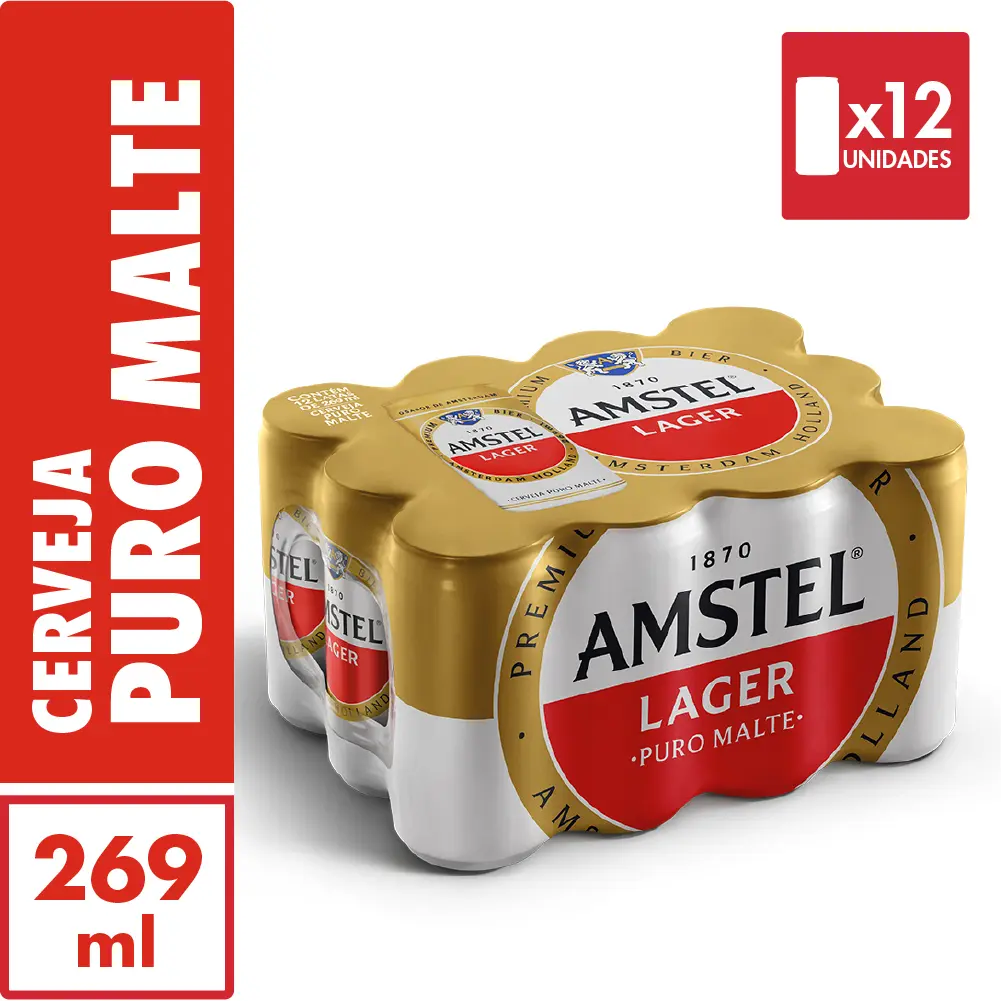 Cerveja Amstel Lager Puro Malte 269ml 12 Un